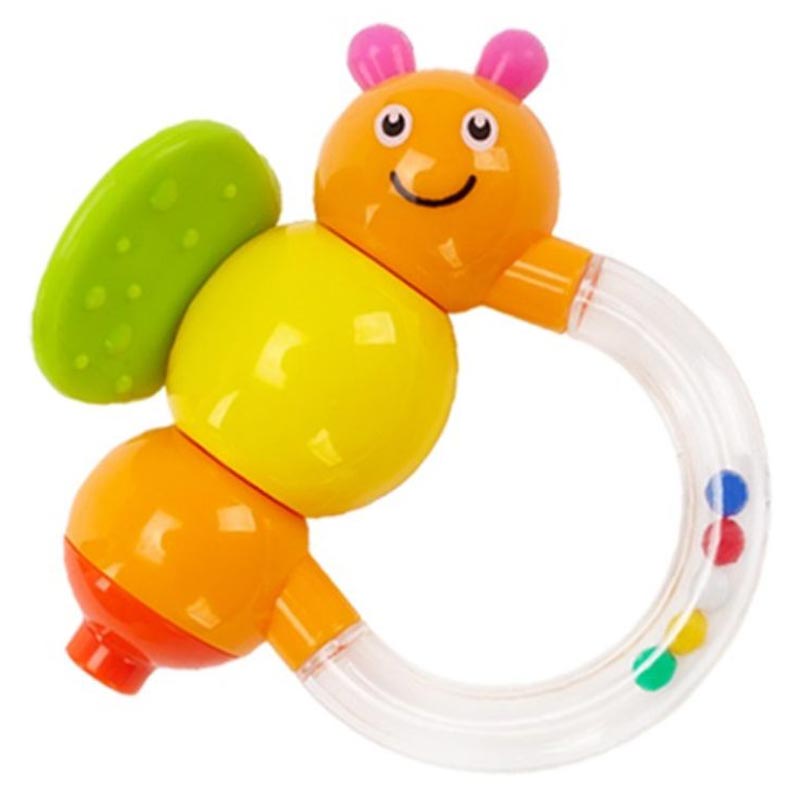 Goodway - Baby Rattle Teether Toy With Beads – Caterpillar Orange