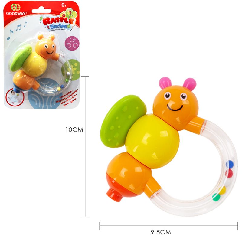 Goodway - Baby Rattle Teether Toy With Beads – Caterpillar Orange