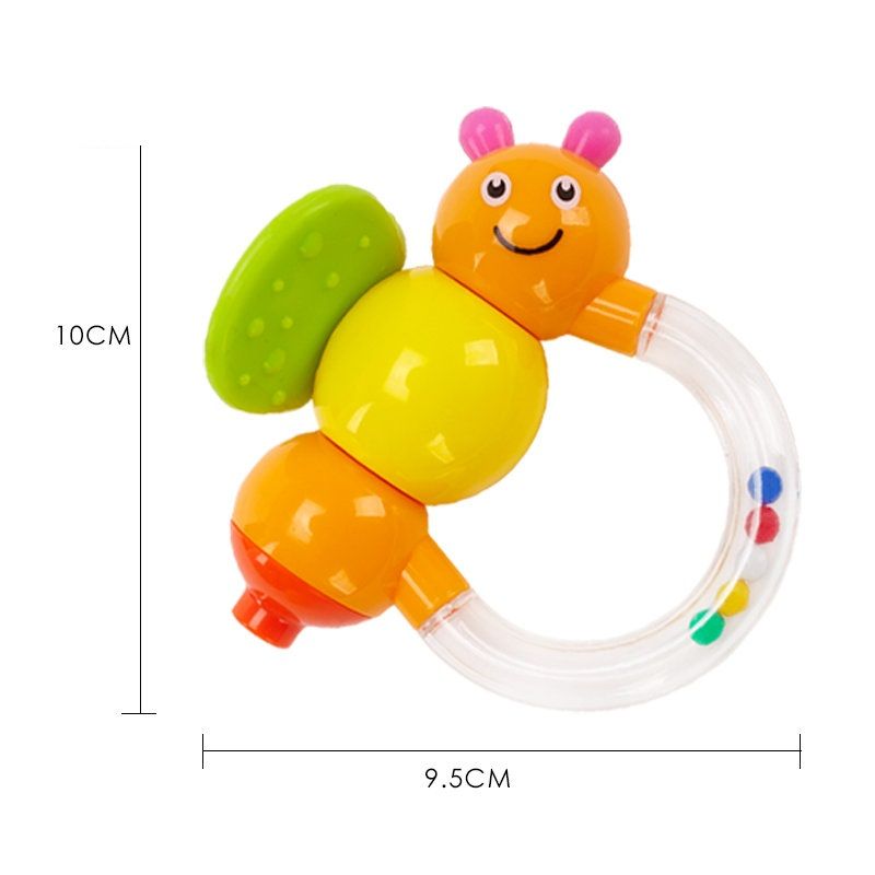 Goodway - Baby Rattle Teether Toy With Beads – Caterpillar Orange