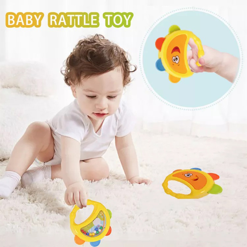 Goodway - Baby Rattle Tambourine Toy With Easy Grip Handle - Orange