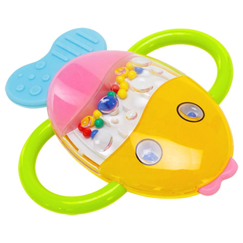 Goodway - Baby Rattle Teether Toy With Beads & Grip Handles - Yellow