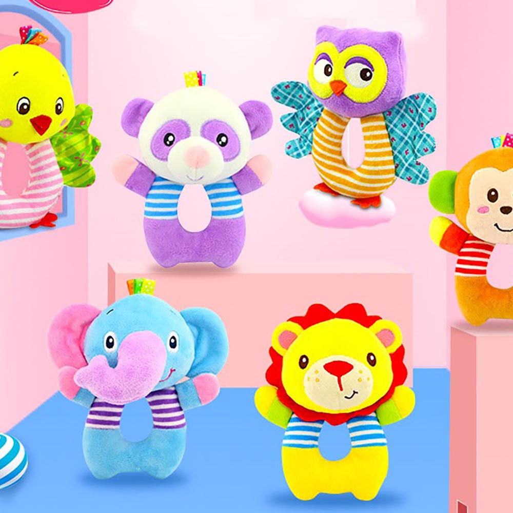 Little Angel - Soft Plush Baby Ring Rattle Toy - Monkey