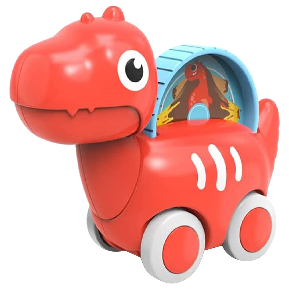 Huanger -Baby Dinosaur Push And Pull Toy Car With Wheels-Red