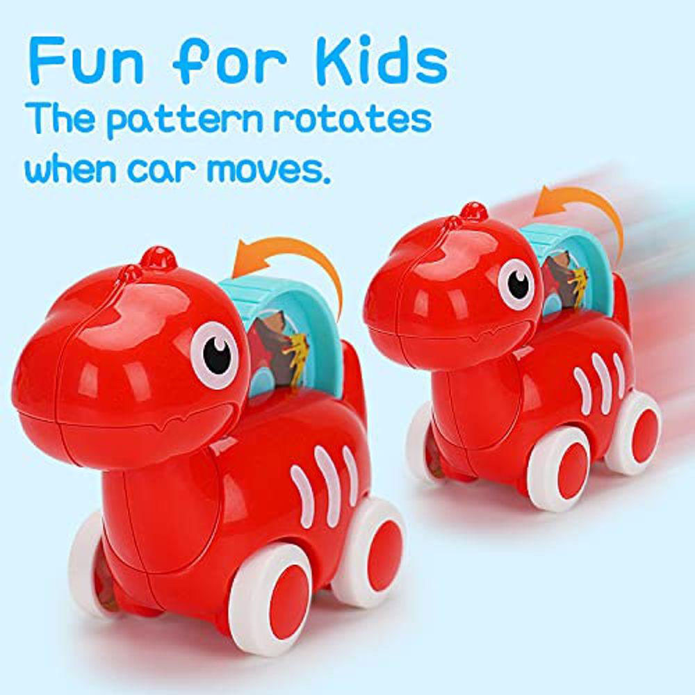 Huanger -Baby Dinosaur Push And Pull Toy Car With Wheels-Red