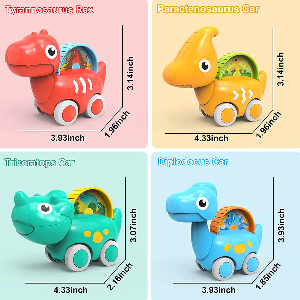 Huanger -Baby Dinosaur Push And Pull Toy Car With Wheels-Red