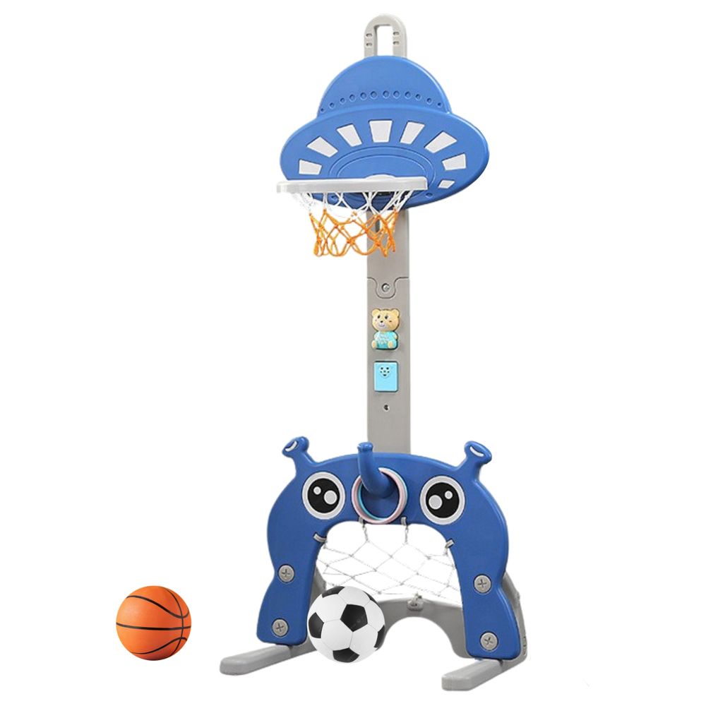 Little Angel - Kids Basketball, Football & Ring 3-in-1 Multi-Game Center - Blue