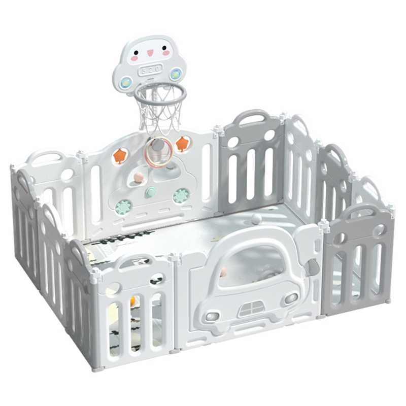Little Angel Baby Playpen WithBasketball Hoop And Fence-Grey