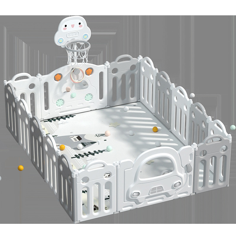 Little Angel Baby Playpen WithBasketball Hoop And Fence-Grey
