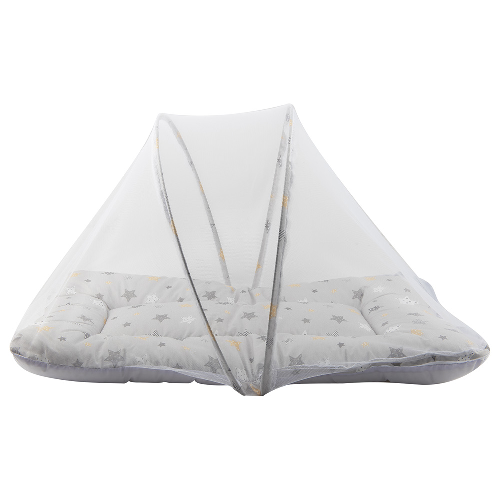 Little Angel Baby Bed With Mosquito Net Newborn Foldable Travel Bed Grey