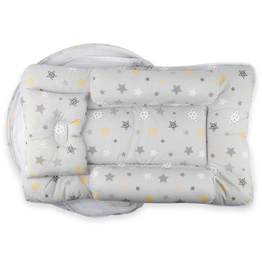 Little Angel Baby Bed With Mosquito Net Newborn Foldable Travel Bed Grey