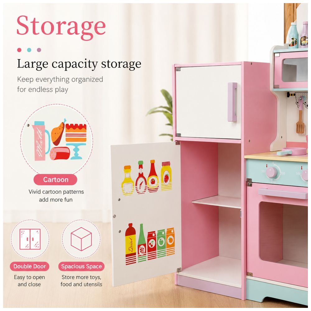 Little Angel - Kids Wooden Kitchen Toy Pretend Play Cooking Set