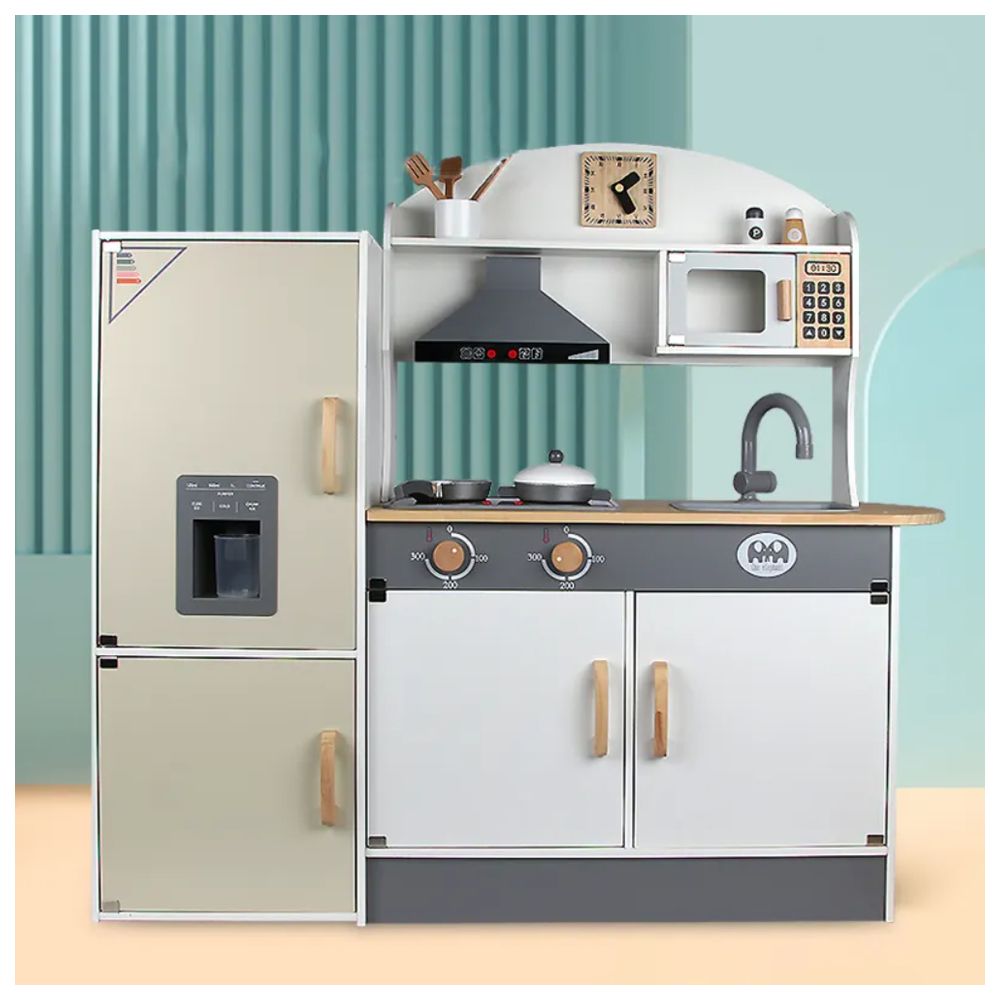 Little Angel - Wooden Kitchen Playset For Kids Pretend Cooking - Beige