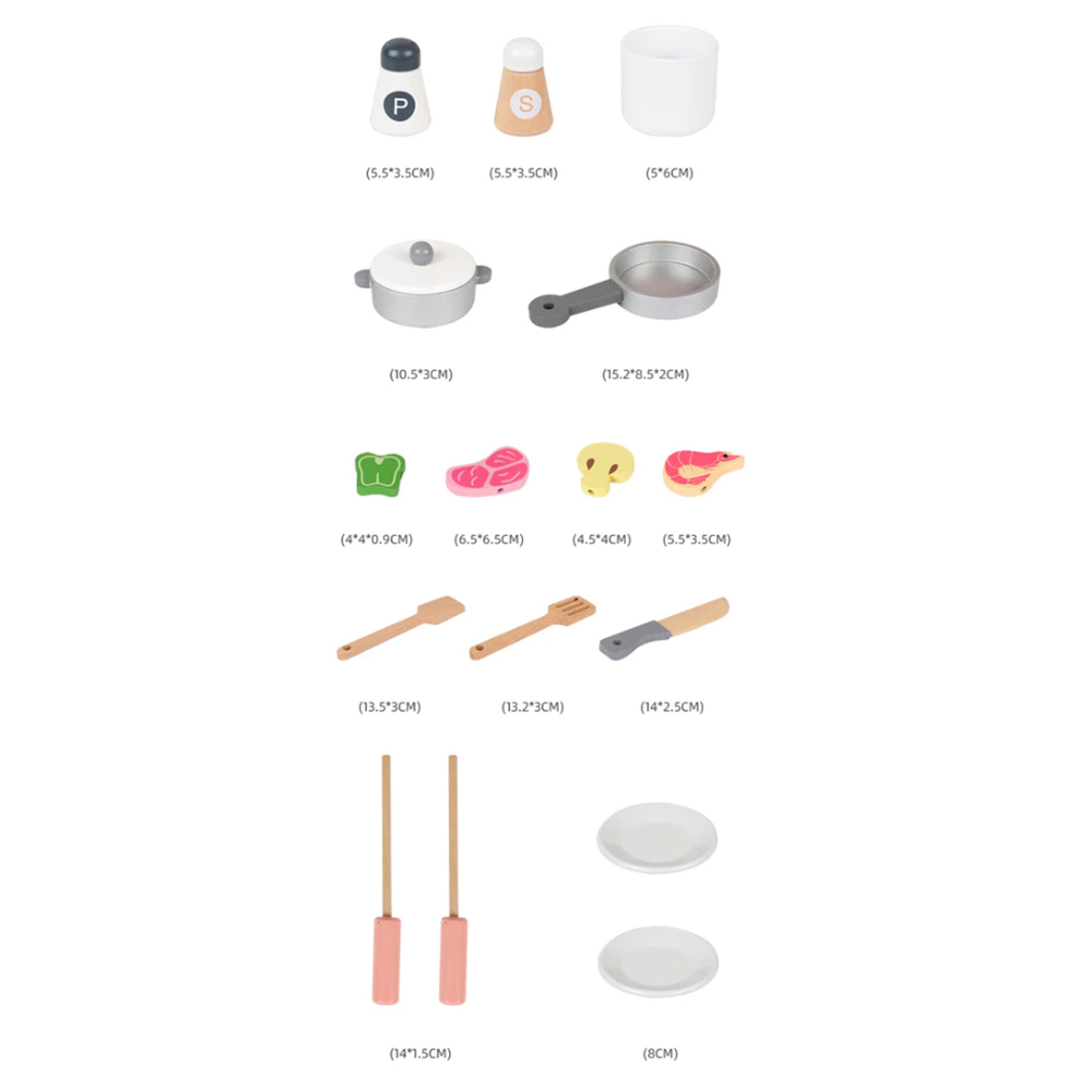 Little Angel - Wooden Kitchen Playset For Kids Pretend - Beige