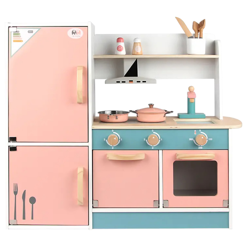 Little Angel - Wooden Kitchen Playset For Kids Pretend Cooking - Peach