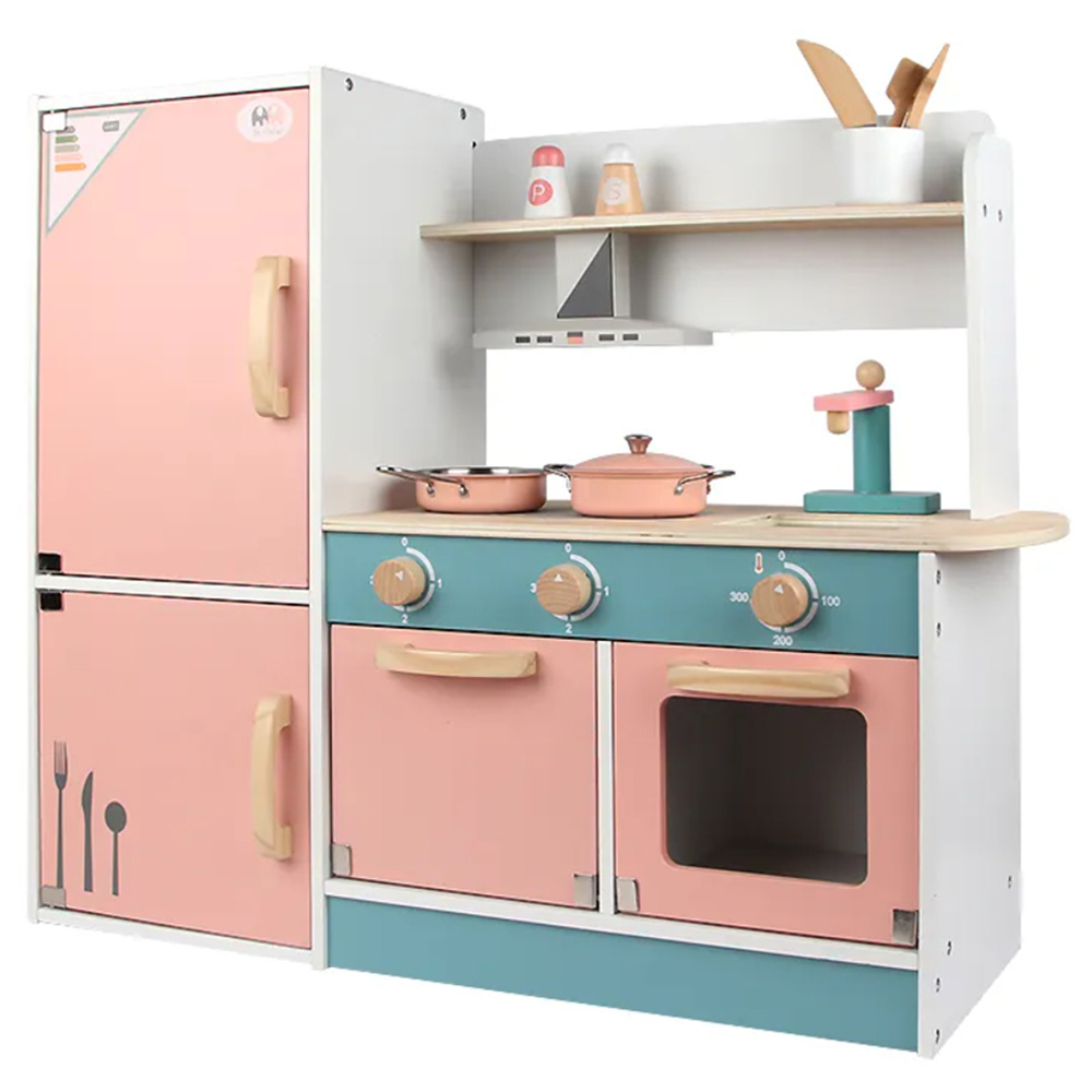 Little Angel - Wooden Kitchen Playset For Kids Pretend Cooking - Peach