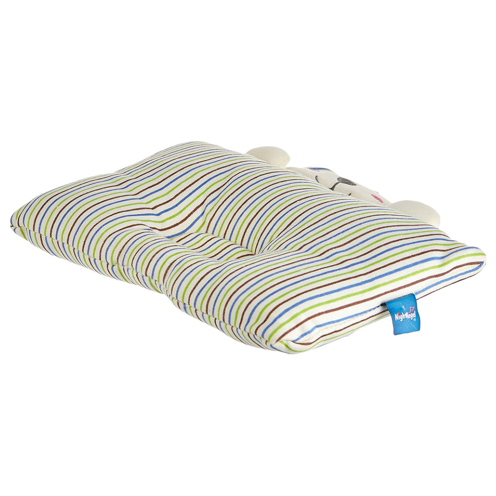 Night Angel - Puppy Striped Baby Pillow - Newborn Head & Neck Support - Green