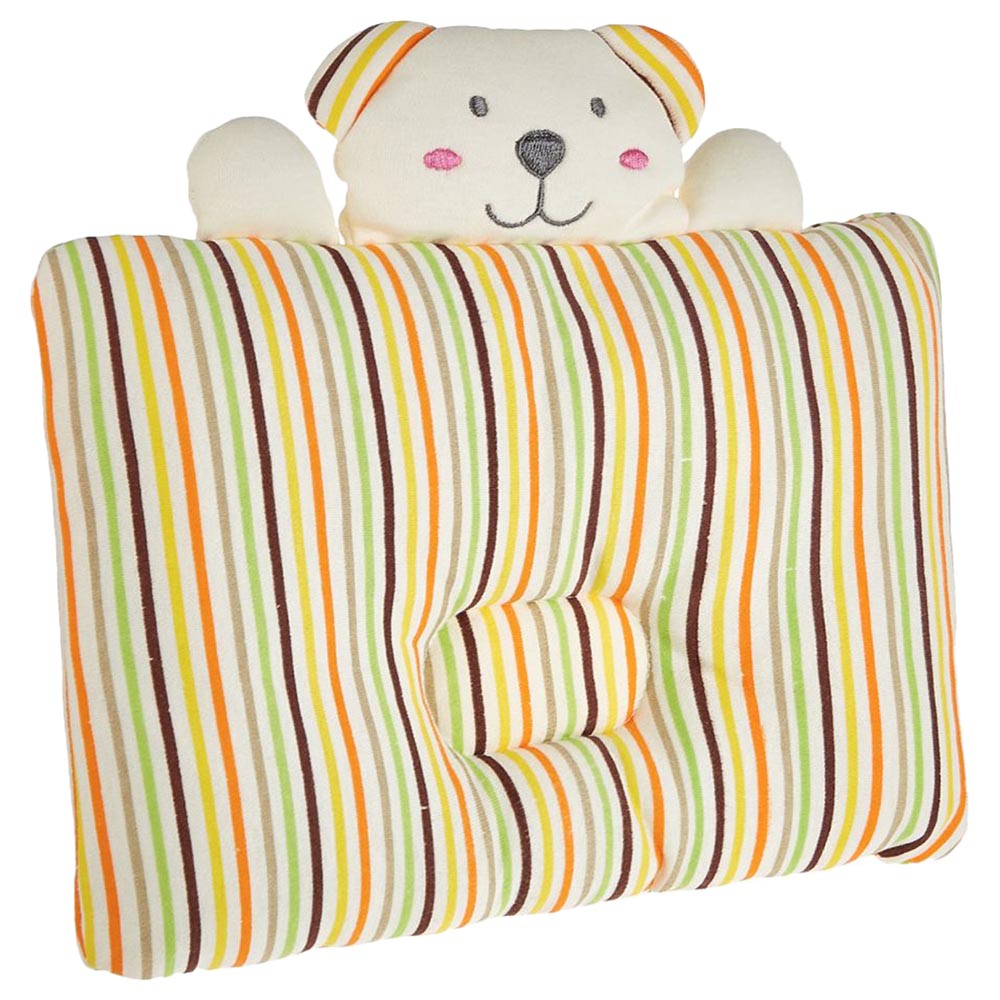 Night Angel - Puppy Striped Baby Pillow - Newborn Head & Neck Support - Yellow