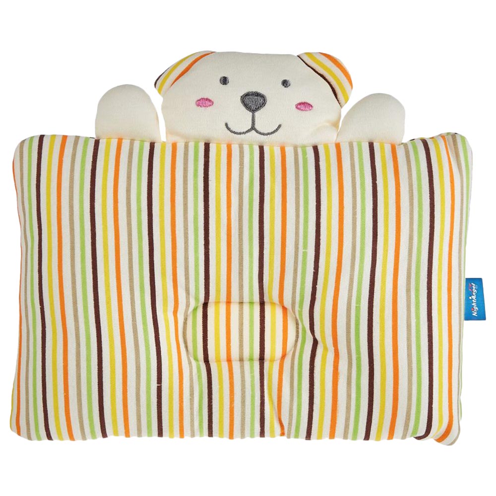 Night Angel - Puppy Striped Baby Pillow - Newborn Head & Neck Support - Yellow