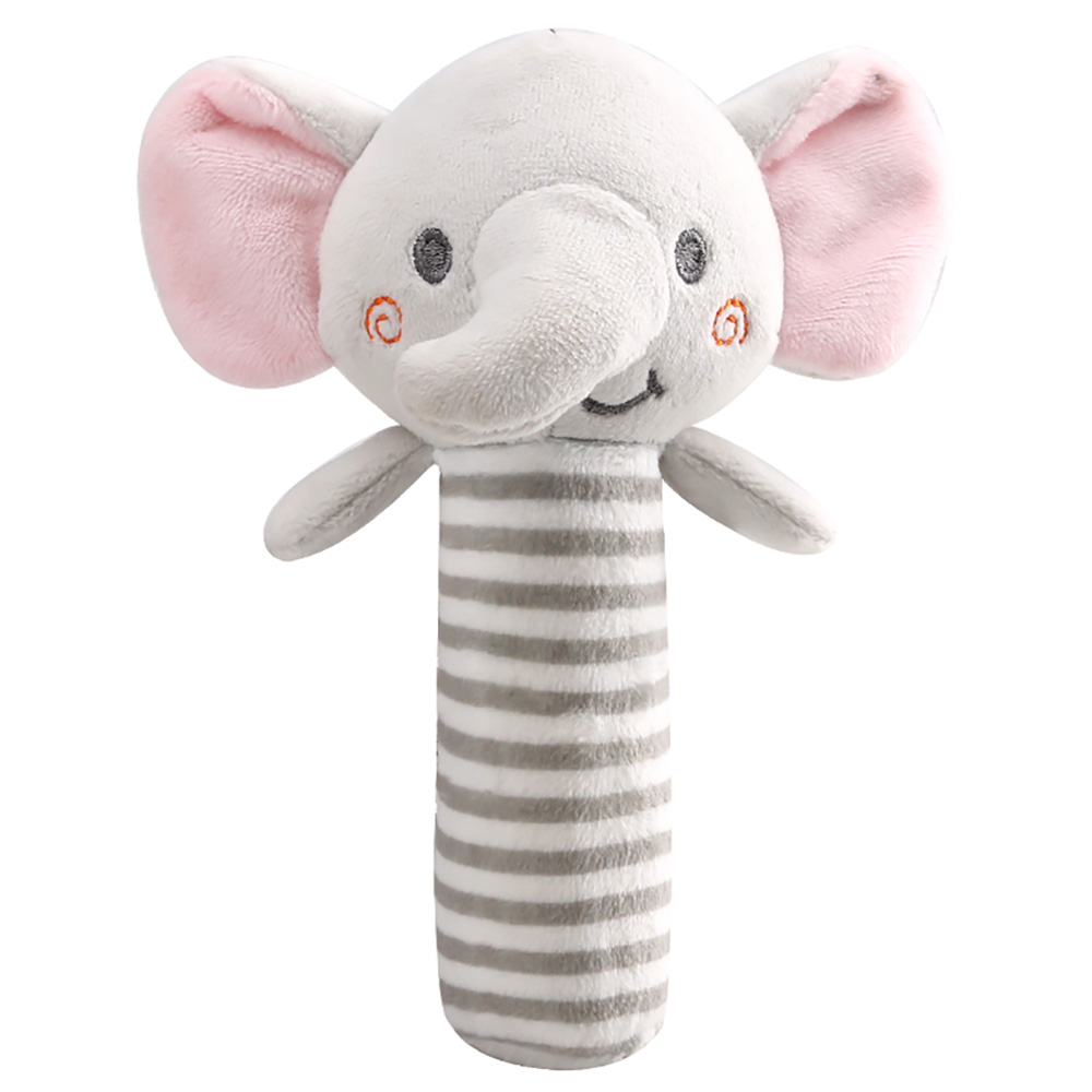 Little Angel - Soft Plush Baby Rattle Stick Toy - Elephant