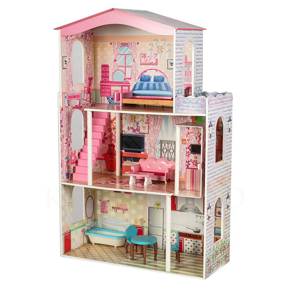 Little Angel Kids Wooden Doll House Furniture Toy Set