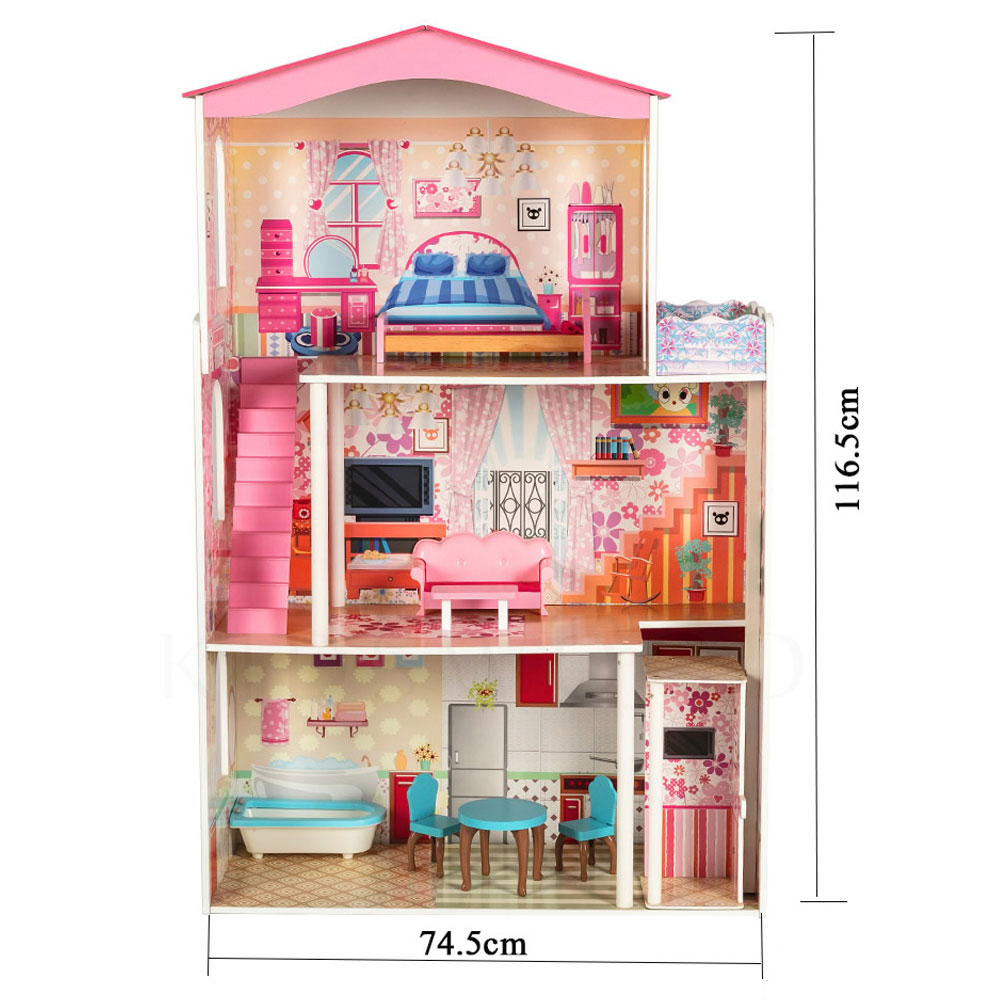 Little Angel Kids Wooden Doll House Furniture Toy Set