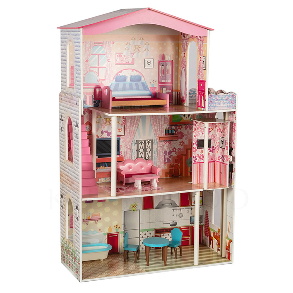 Little Angel Kids Wooden Doll House Furniture Toy Set