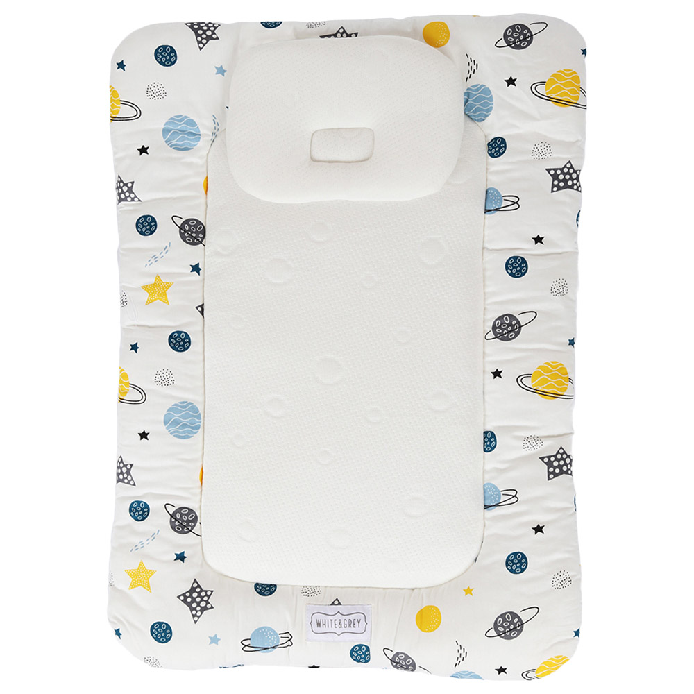 White&Grey Baby Mattress With Pillow - Planet