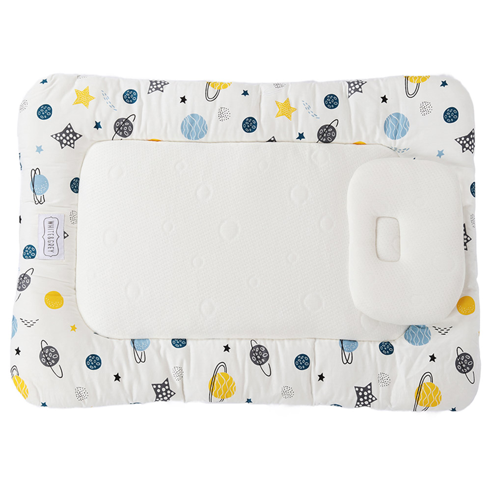 White&Grey Baby Mattress With Pillow - Planet