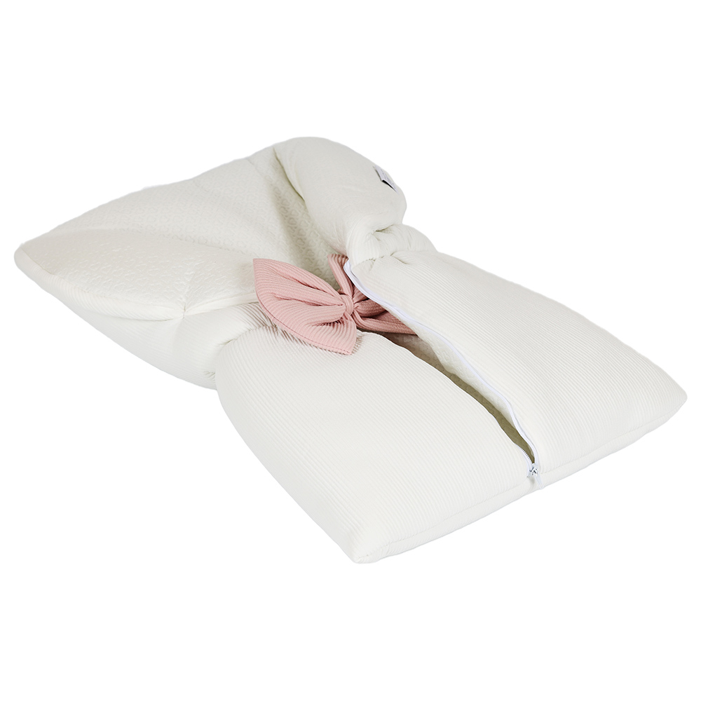 White&Grey - Baby Sleeping Bag With Pink Bow - White