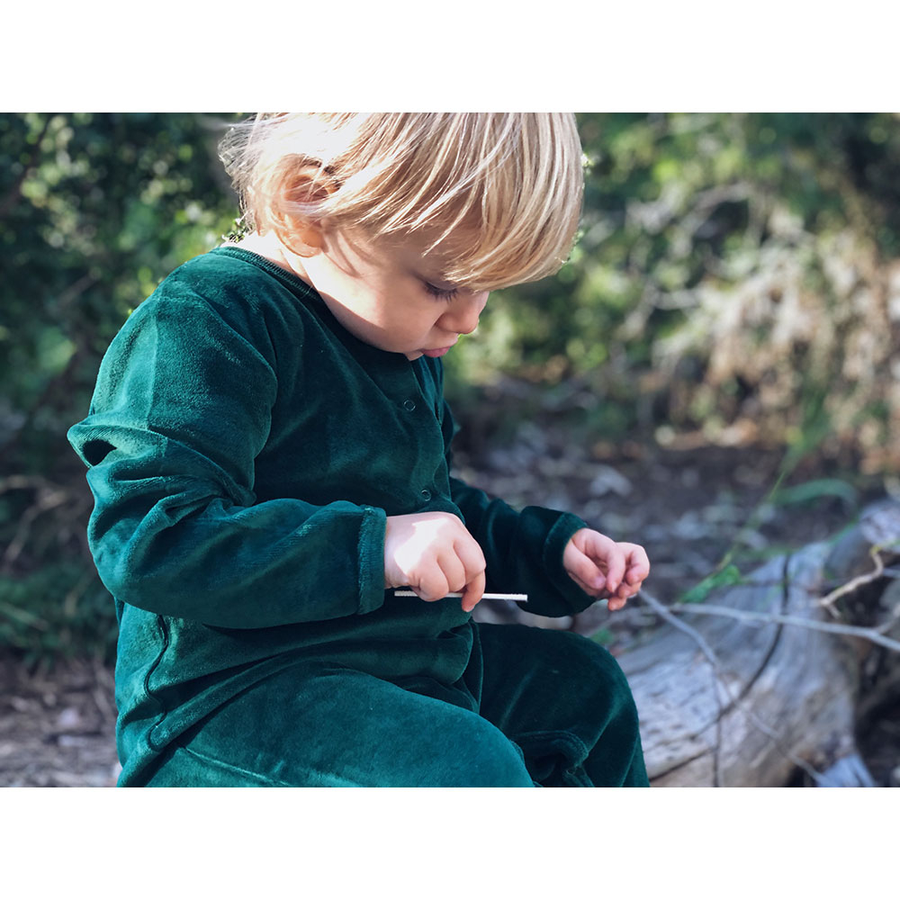 Boreas Velvet Organic Romper - Green