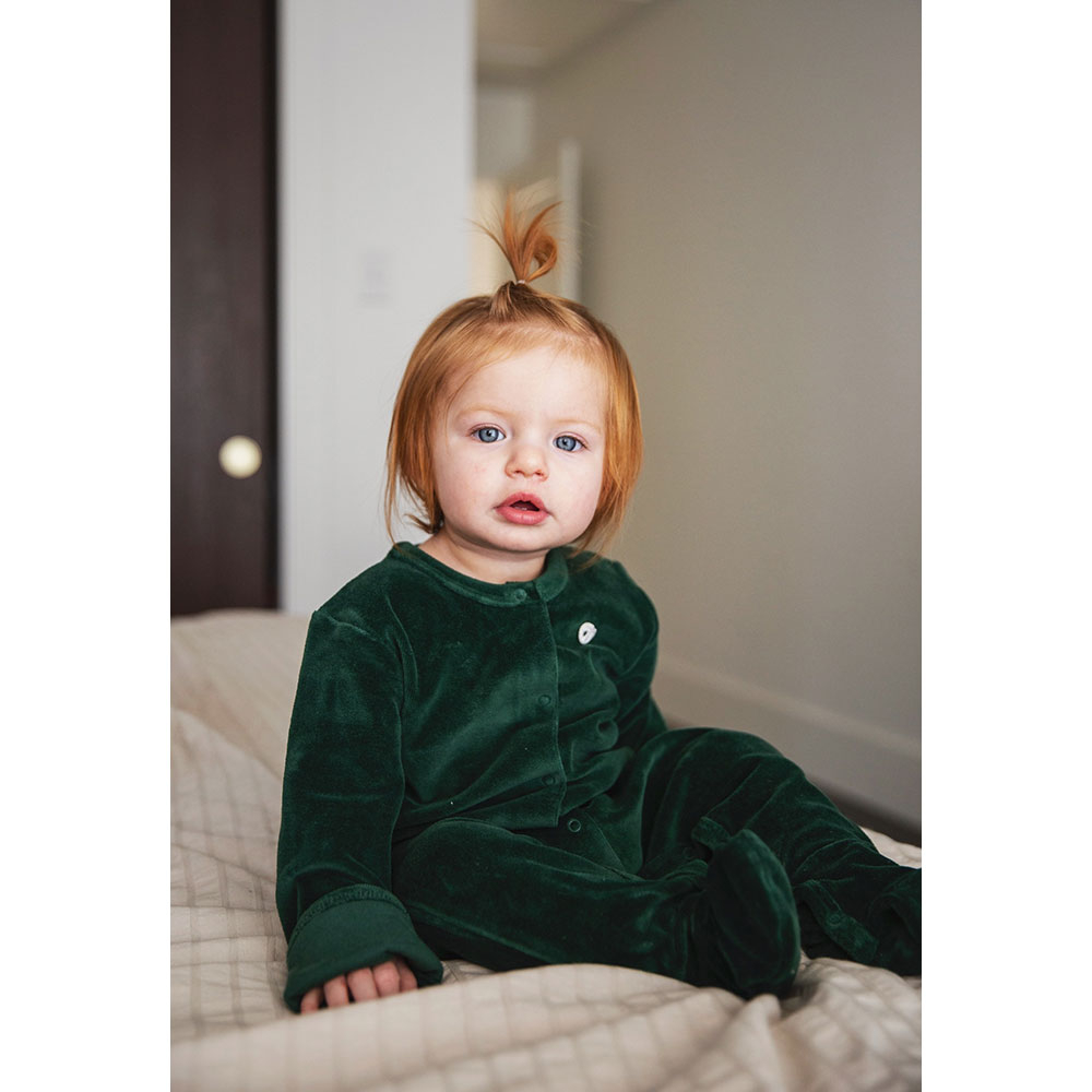 Boreas Velvet Organic Romper - Green