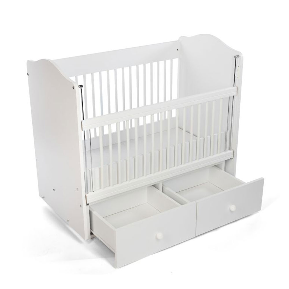 Belis Nino Convertible Wooden Bed with Drawers 50x100cm - Dove