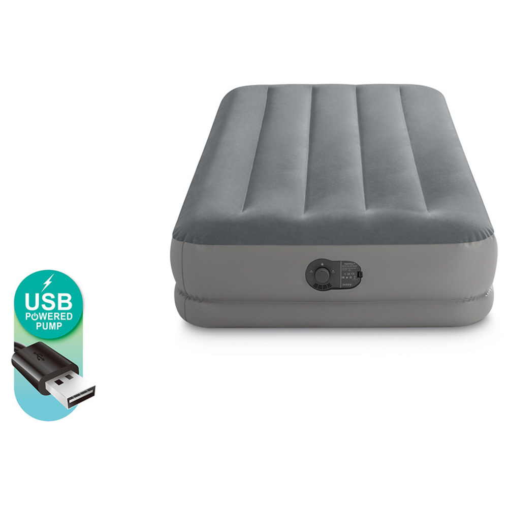 Intex - Twin Dura-Beam Prestige Airbed With Fastfill USB Pump