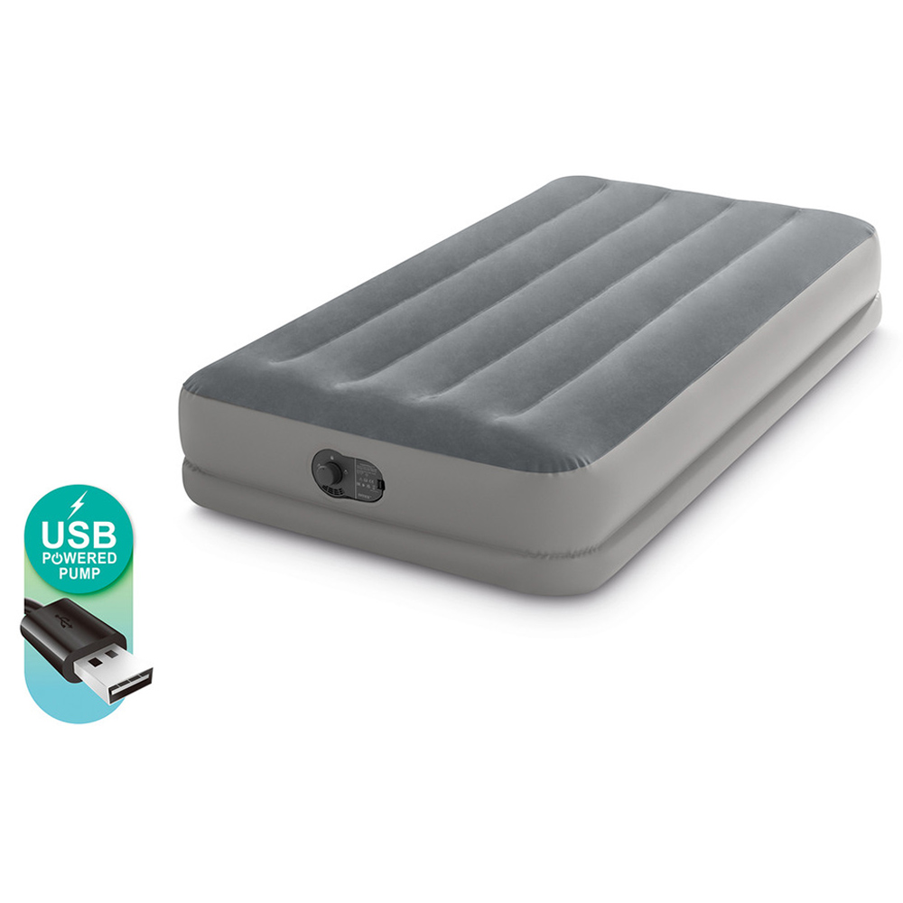 Intex - Twin Dura-Beam Prestige Airbed With Fastfill USB Pump