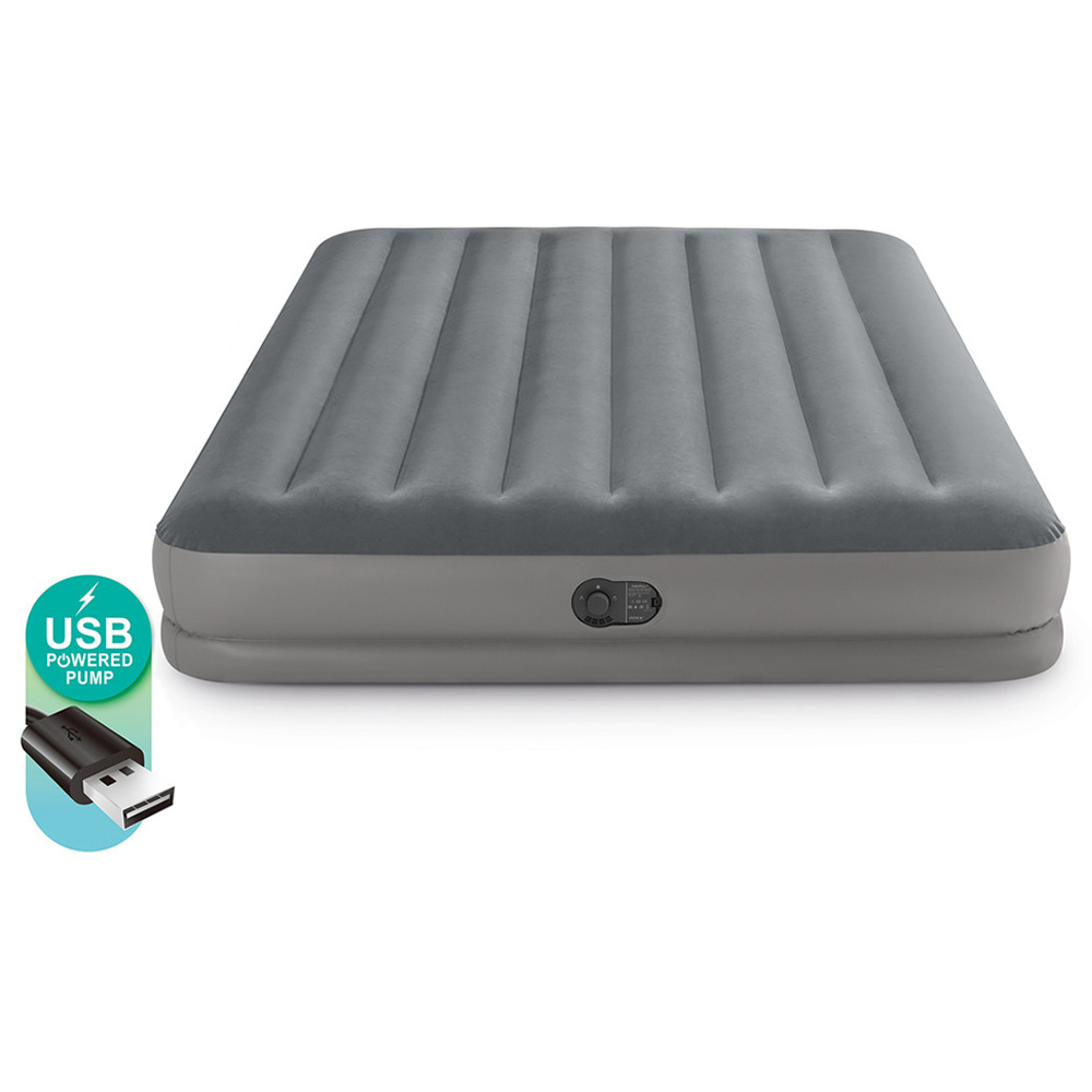 Intex - Queen Dura-Beam Prestige Airbed With USB Pump