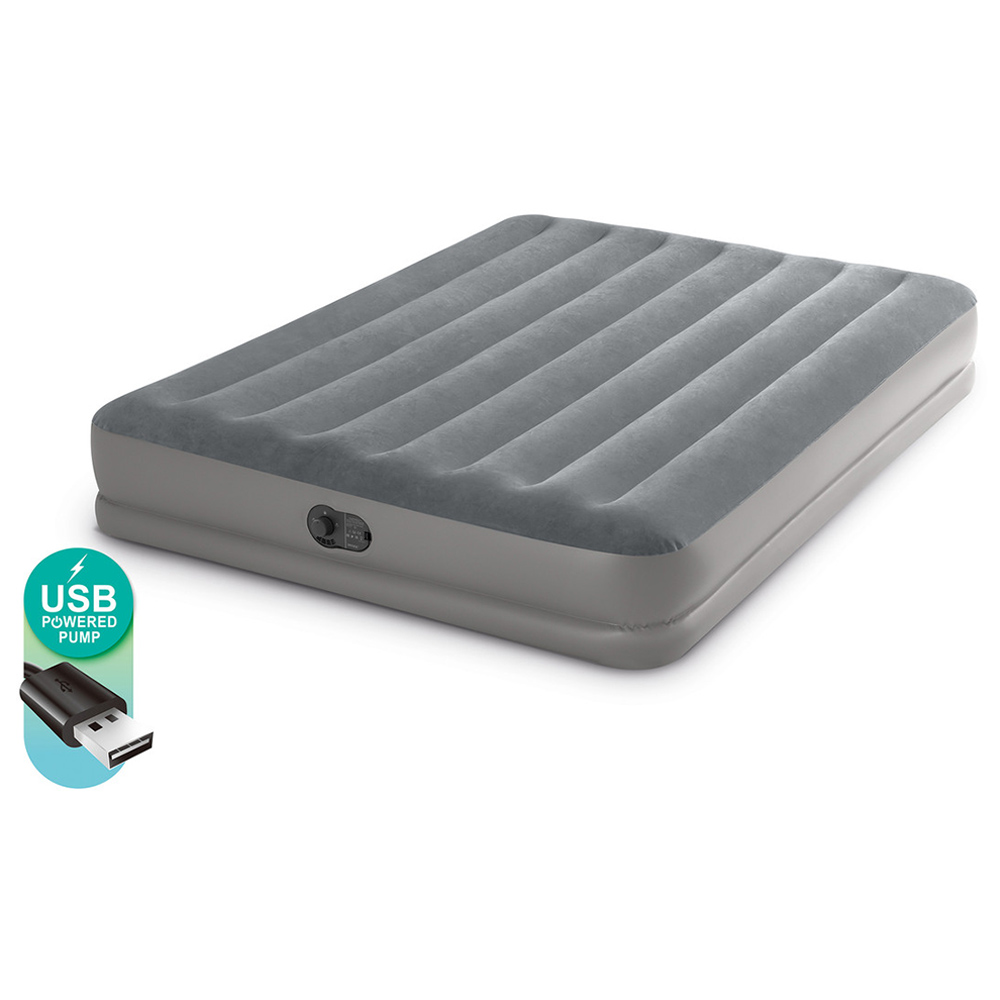 Intex - Queen Dura-Beam Prestige Airbed With USB Pump
