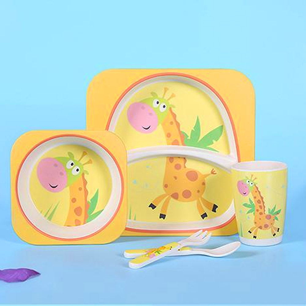 Brain Giggles - Bamboo Dinnerware Set - 5Pc-Set - Giraffe Tableware