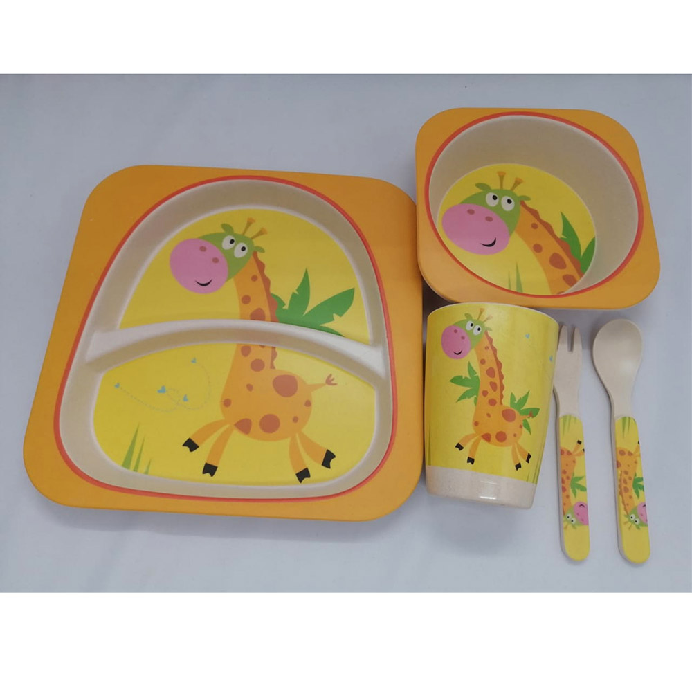 Brain Giggles - Bamboo Dinnerware Set - 5Pc-Set - Giraffe Tableware
