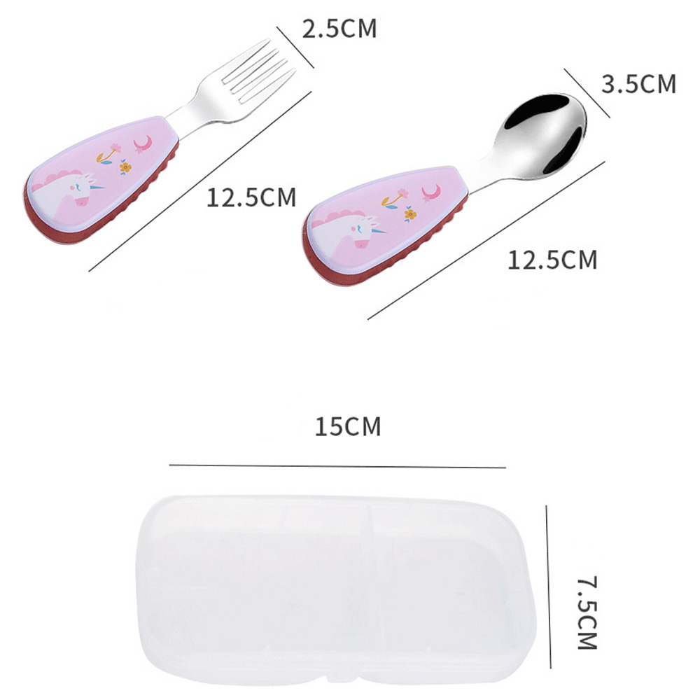 Brain Giggles Kids Cutlery Set With Case - Unicorn