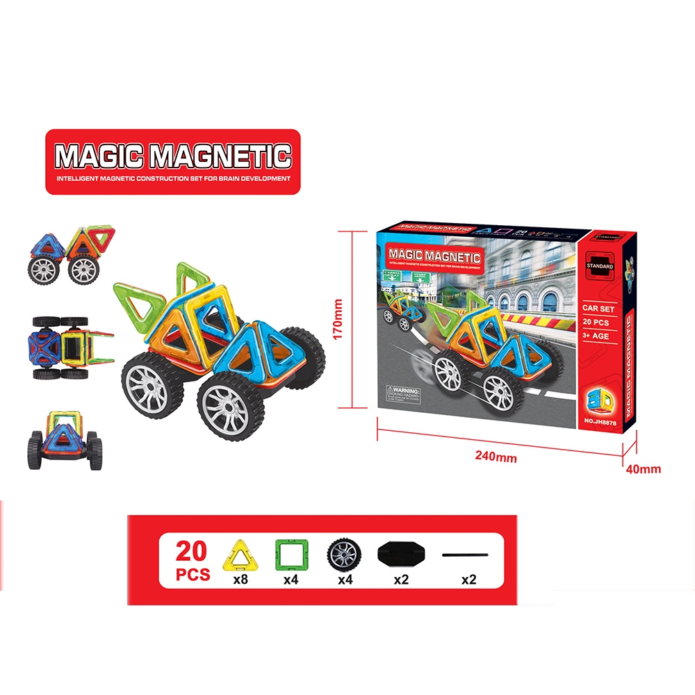 Brain Giggles DIY Magnetic Car Construction Set - 20 Pcs
