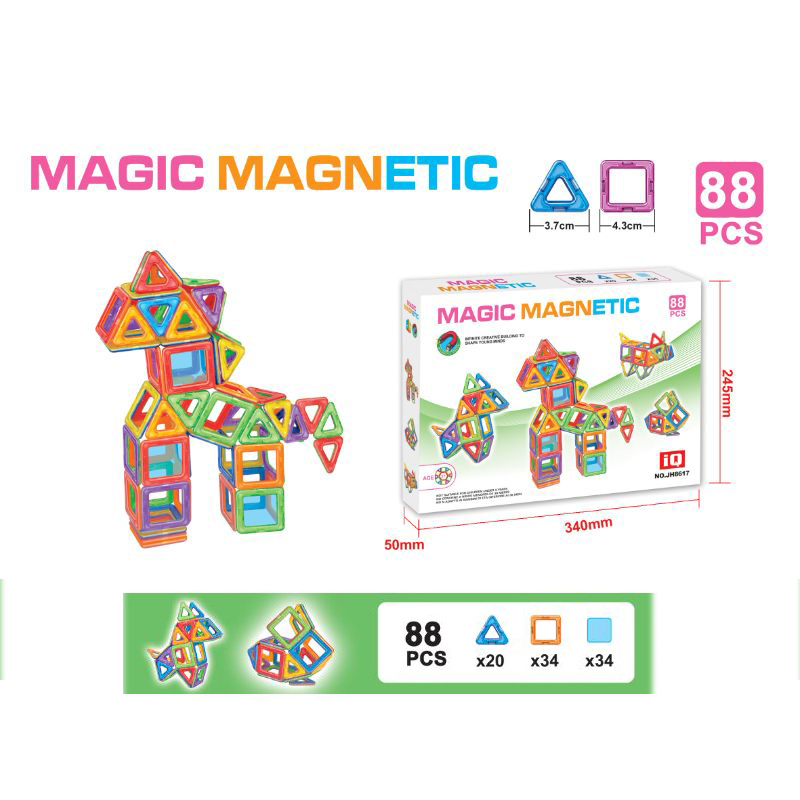 Brain Giggles DIY Magnetic Building Blocks Set - 88 Pcs