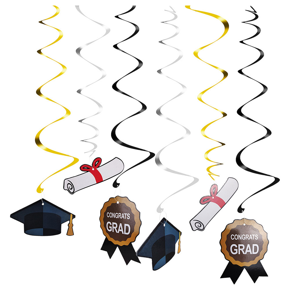 Brain Giggles - Graduation Party Decoration Set - Black & Golden