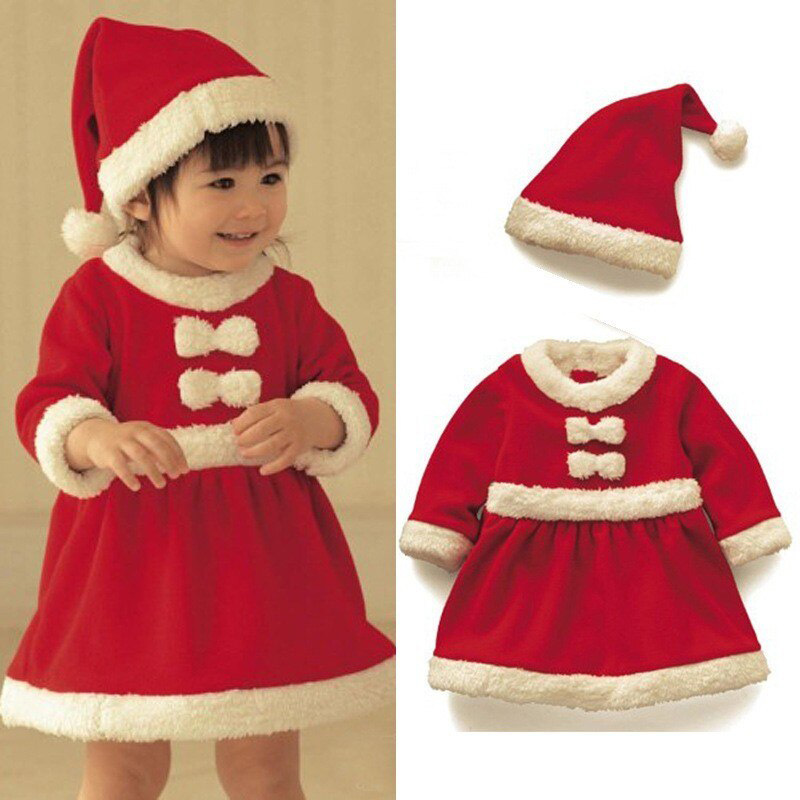 Jade - Christmas Santa Claus Girls Costume With Hat