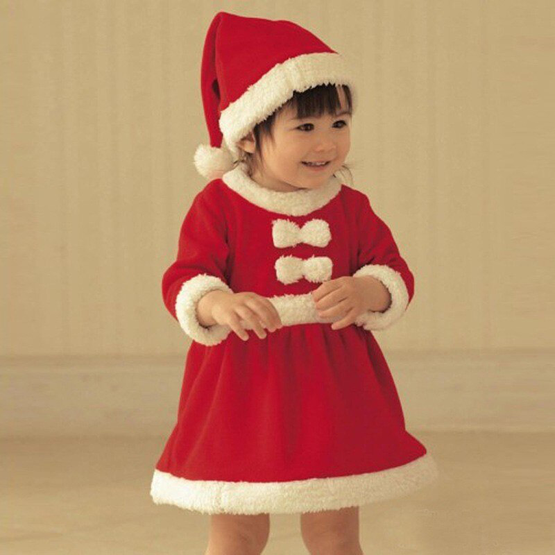 Jade - Christmas Santa Claus Girls Costume With Hat