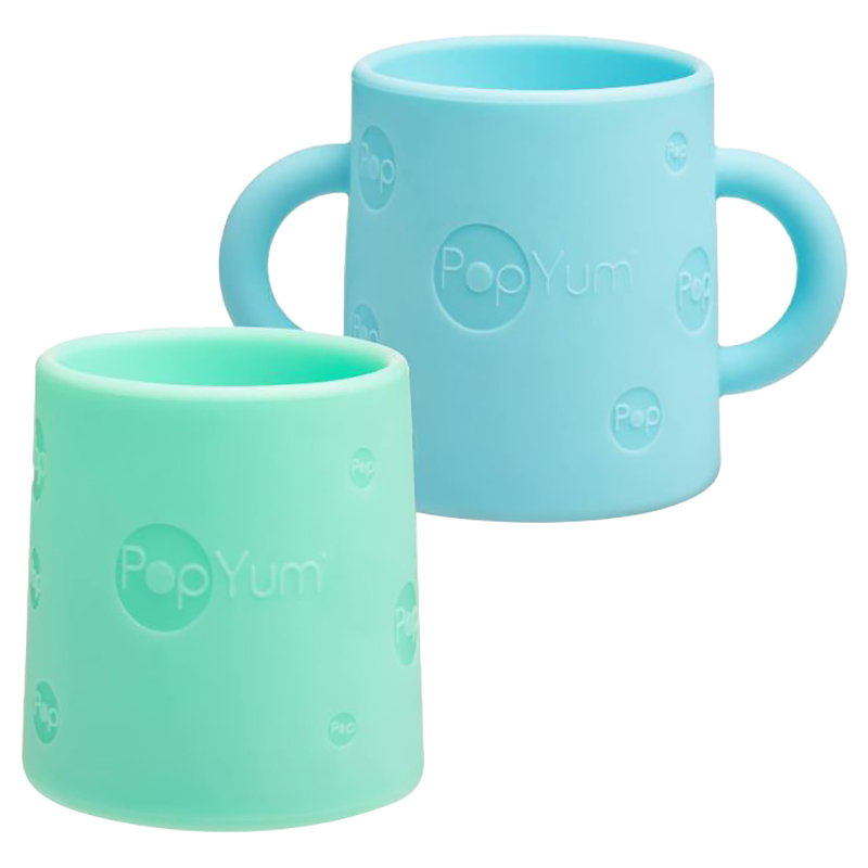PopYum - Silicone Training Cup - 2pcs - Sky Blue/Green - 148ml