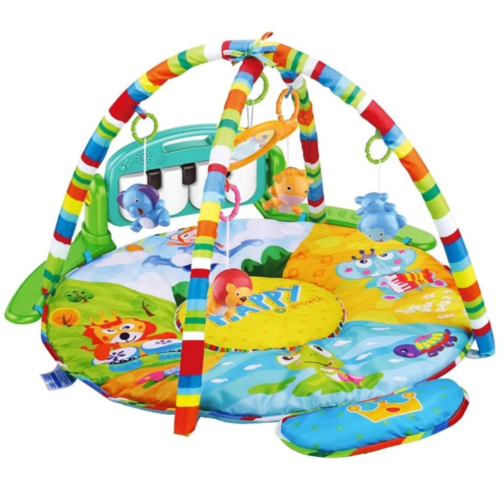 Huanger - Baby Play Gym Round Piano Mat Activity Center - Multicolor