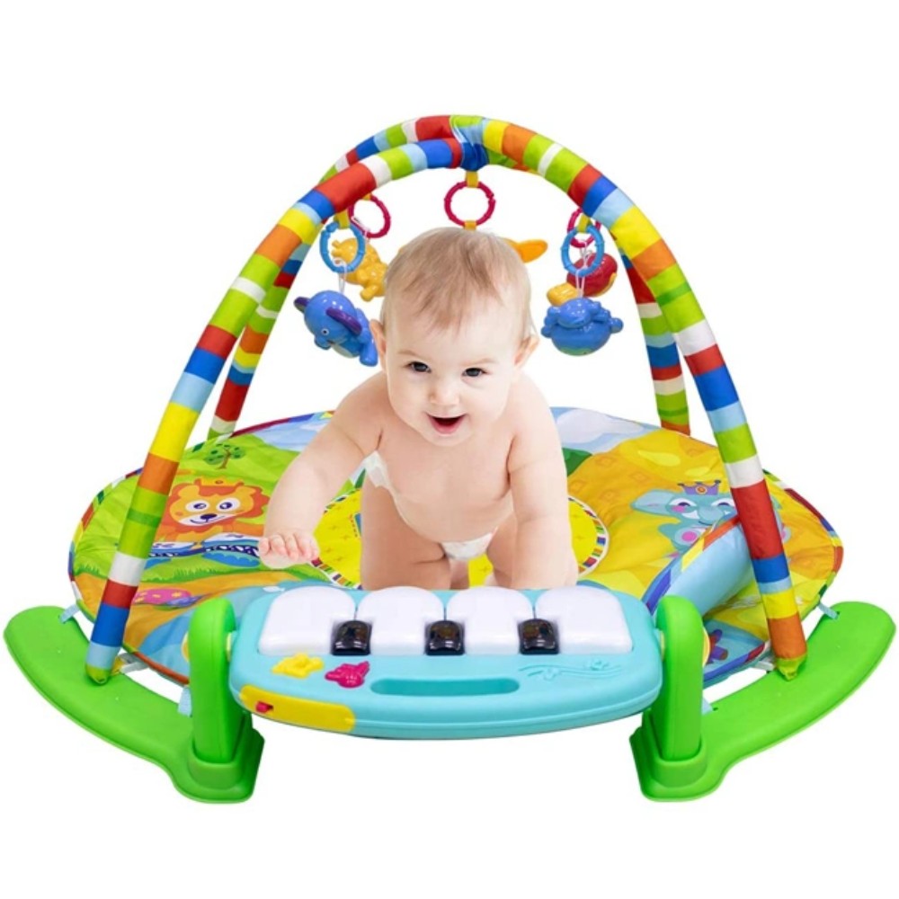 Huanger - Baby Play Gym Round Piano Mat Activity Center - Multicolor