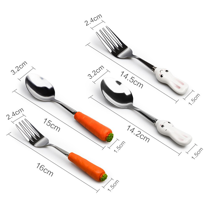 Highland Rabbit & Carrot Spoon & Fork Set 4Pcs