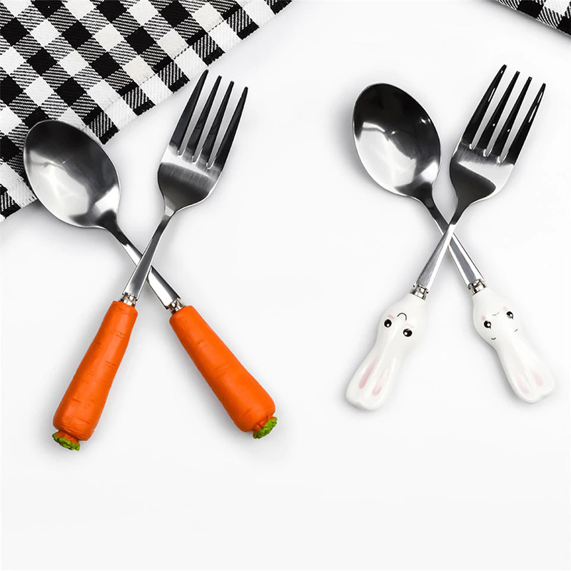 Highland Rabbit & Carrot Spoon & Fork Set 4Pcs