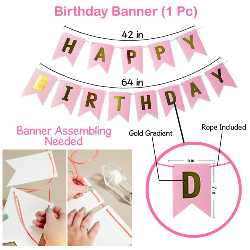 Highland - Pink Happy Birthday Banner 